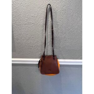 Dooney & Bourke Crossbody Bag Leather and Canvas Brown Orange Purse